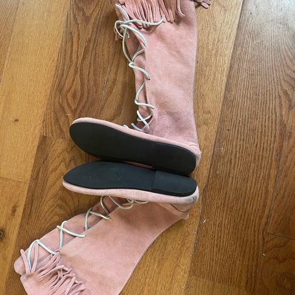 Minnetonka Pink Suede Lace-Up Boots - Picture 6 of 7